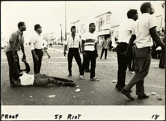 Protesters in the 1966 Bayview-Hunters Point riots AAK-1648.jpg