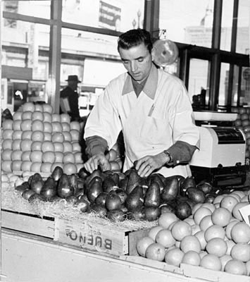 Pete Giannini arranging avocados 1955 AAC-6837.jpeg