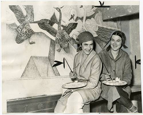 June 4 1938 Helen K. Forbes (left) and Dorothy Puccinelli (right), San Francisco artists MOR-0742.jpg