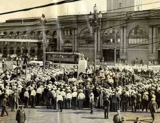 A large crowd gathering for the dedication of a statue of Andrew Furuseth Sept 1 1941 AAA-9300.jpg