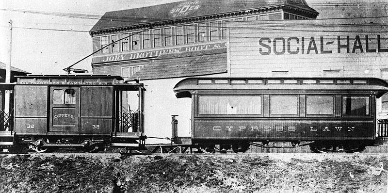 First-electric-funeral-tarin-on-SF-and-SM-rr-line 1898 old-San-Mateo-line-at-Glen-Park Charles-Smallwood.jpg