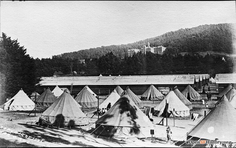 1906 View south over earthquake refugee tents and barracks in Golden Gate Park; Big Rec Field Affiliated Colleges and Sutro Forest in background wnp37.03753.jpg