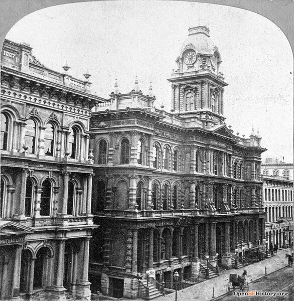 File:California near Liedesdorff Elevated view southwest across California St. to second Merchants Exchange Building 1866 wnp37.01405.jpg