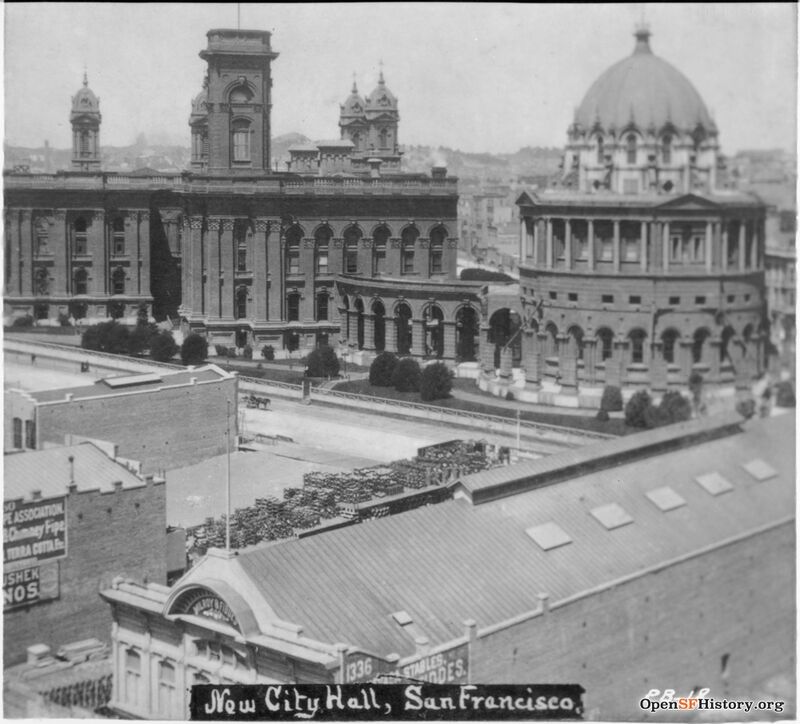 Elevated view easterly to what was then called New City Hall and Hall of Records, probably from the Odd Fellows Building at 7th and Market 1882 wnp71.1570.jpg