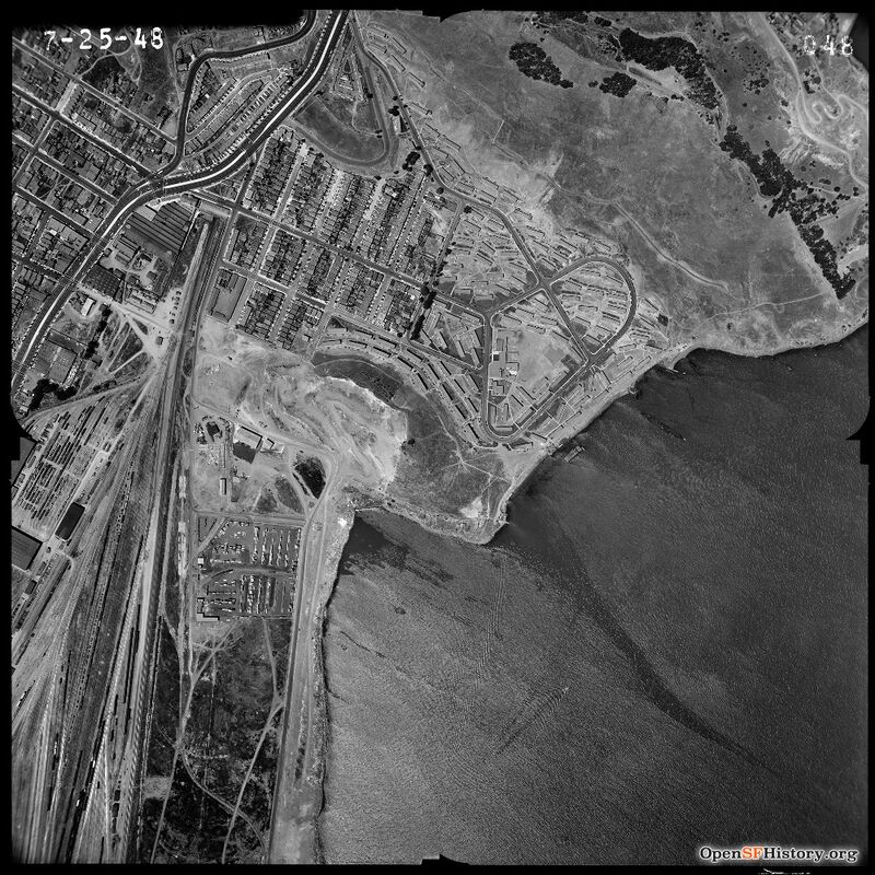 Bayview Hill, Little Hollywood, Candlestick Cove Housing, Southern Pacific Railroad yard, Visitacion Valley July 25 1948 opensfhistory wnp31.1948.048.jpg