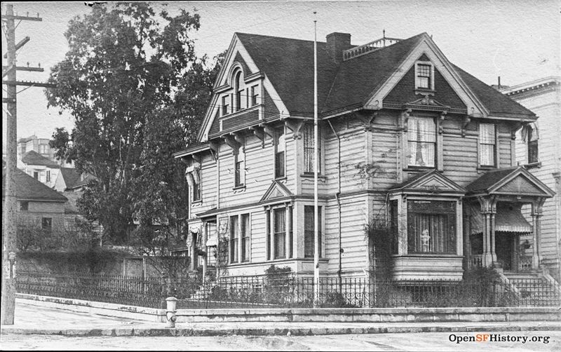 236 San Jose Avenue. Northwest corner of 25th Street and San Jose Avenue. One time home of Mayor and Governor James Rolph. Rundown corner house, Ghost children in upper story window c1930 wnp37.02701.jpg