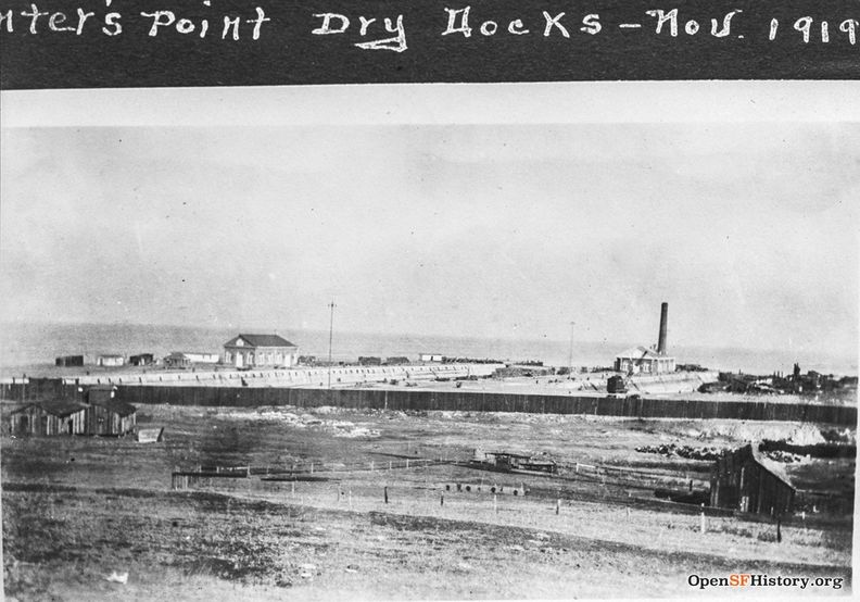 Two classical revival buildings beside two dry docks. Nov 1919 wnp37.04273.jpg