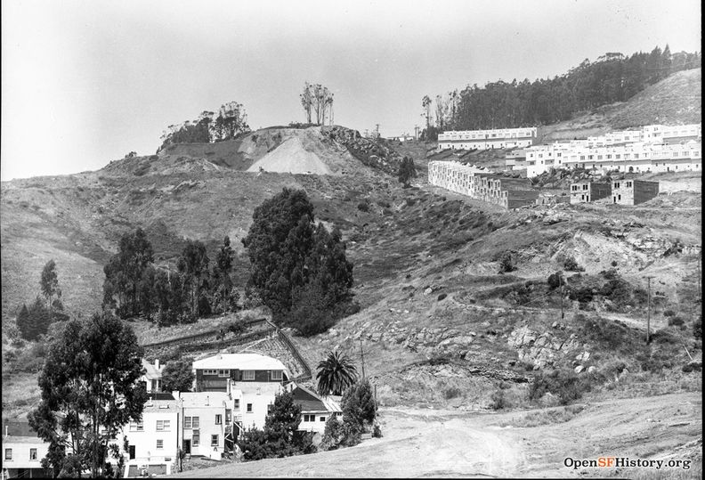 View from above Foerster showing Molimo Construction and bulldozing Sherwood forest c 1953 wnp28.1068.jpg