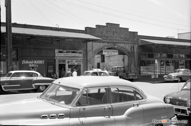 File:1959 Golden Gateway site, Sydney G. Walton Square; Columbo Market Arch, Front between Jackson and Pacific, Produce District wnp28.2474.jpg