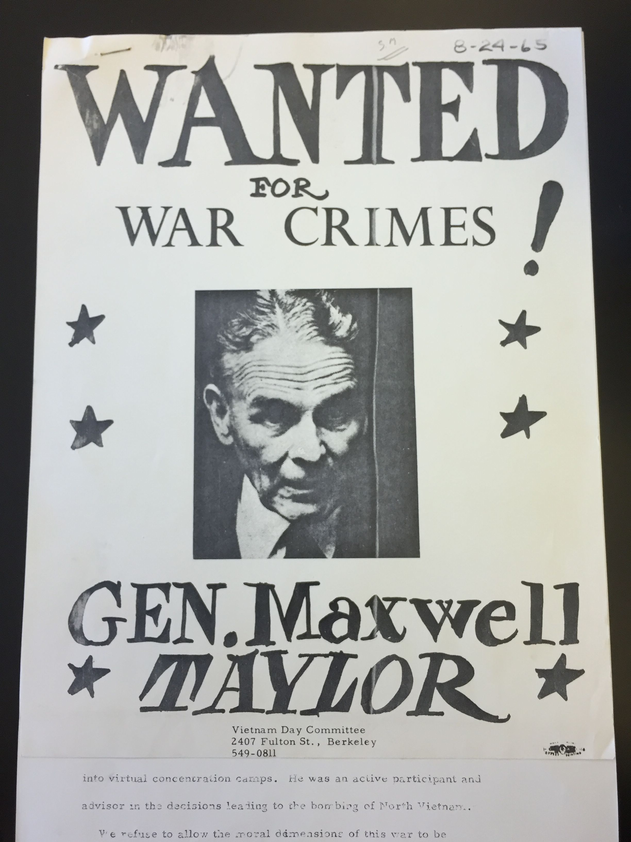 General Maxwell Taylor War Criminal Poster.JPG