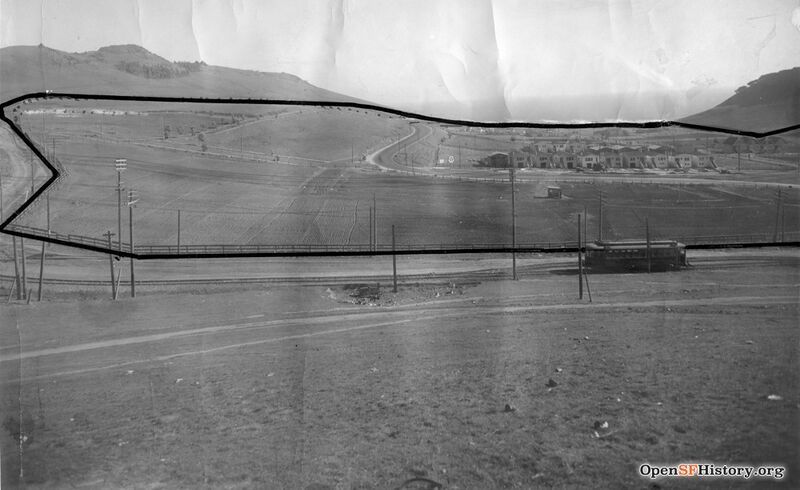1924 View east from above San Bruno Avenue. Crocker Tract boundaries are outlined opensfhistory wnp27.4592.jpg