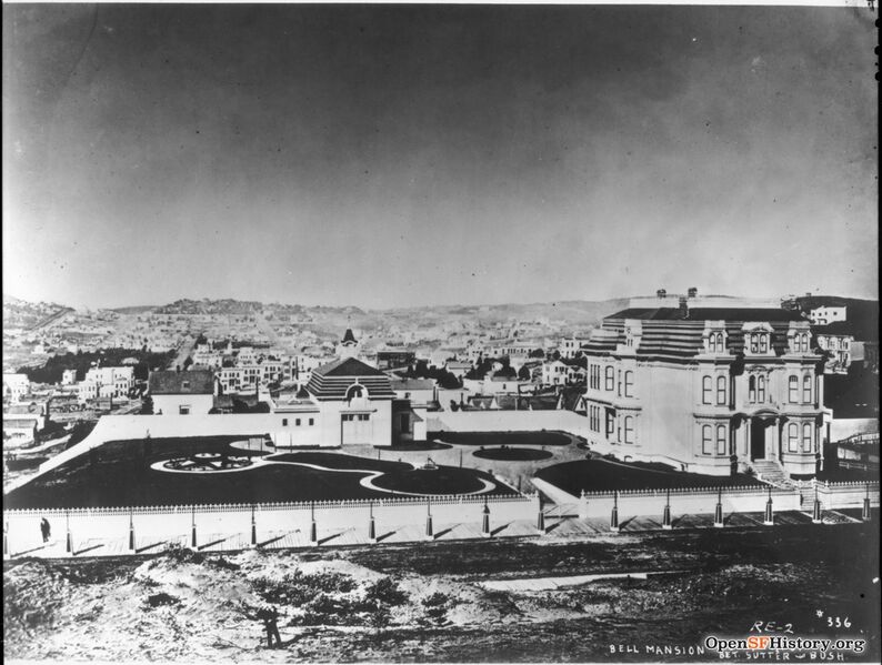 File:View west from an undeveloped lot on Octavia Street between Sutter and Bush. Bell residence at right. Laurel Hill Cemetery in distance. Octavia near Sutter 1870s wnp71.1598.jpg