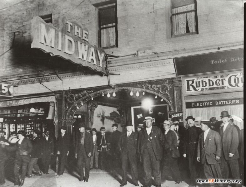 File:Night view of the Midway Theatre, Barbary Coast --RS1171 MWA-01 Midway 585 Pacific Avenue ca 1910 wnp5.50384.jpg