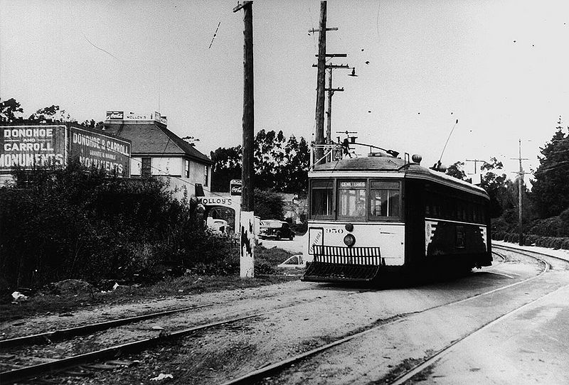 File:Cemetery-Streetcar-at-Molloys-in-Colma-across-from-Holy-Cross-Cemetery.jpg