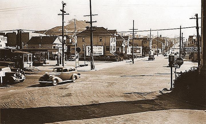 1937 - Attached is a photo of 19th Avenue, looking south towards Lincoln Way. This is prior to 19th Avenue being widened. A street car is visible that once went along Line -7 on Lincoln Way..jpg
