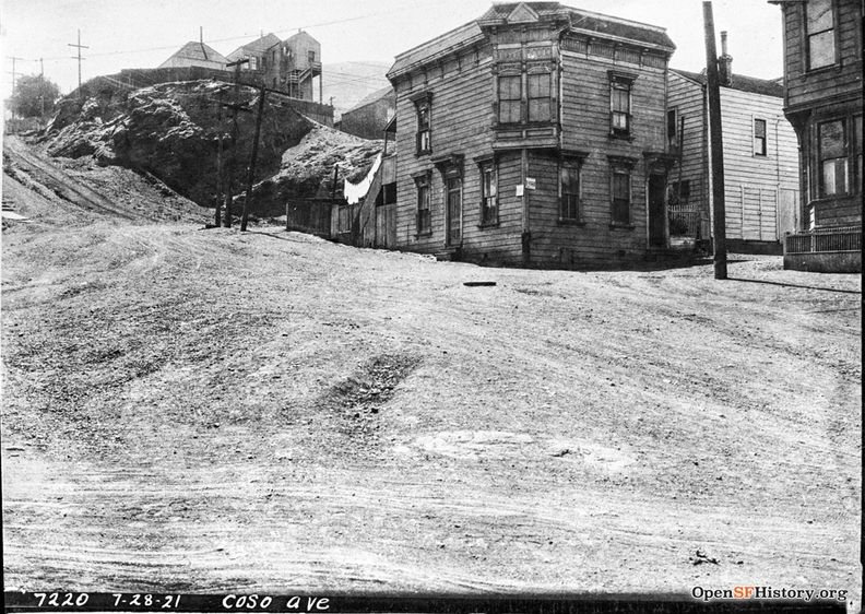July 28 1921 Intersection of Coso, Lundys Lane, and Montezuma Street before paving dpwbook30 dpw7220 wnp36.02610.jpg